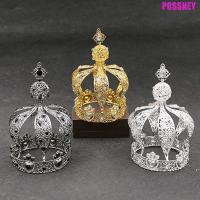 ราคา POSSNEY 1/2 ชิ้นมงกุฎเค้ก Topper, Baroque Creative Rhinestone Crown, แฟชั่น Elegant Retro สไตล์ยุโรปที่คาดผมเจ้าสาว Royal Celebration (49800926926)