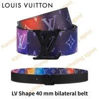 ราคา Louis Vuitton LV Shape 40 mm bilateral belt Classic models Gradient color belt Made in France (28164106252)