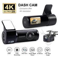 ราคา D18 เครื่องลิปสติกหมุนได้ 360 องศา 4K Ultra HD WiFi การเชื่อมต่อโทรศัพท์มือถือ Dual Recording Driving Recorder (18495128621)