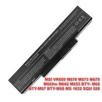 ราคา Battery เทียบ MSI VR600 M670 M673 M675 M660m M662 M655 BTY-M66 BTY-M67 BTY-M68 MS 1632 SQU 528 Notebook battery (6264813697)