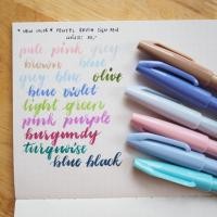 ราคา **new color** PENTEL BRUSH SIGN PEN/ Pentel Touch ปากกาหัวพู่กัน แนะนำะขียน Calligraphy (4015522848)