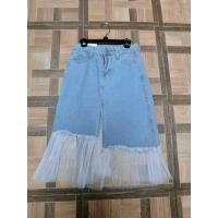 ราคา มือ1 กระโปรงยีนส์ชายแต่งผ้าลูกไม้ ผ้ามุ้ง (3658050328)