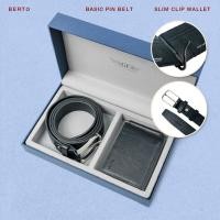 ราคา Gian Ferrente เซ็ตของขวัญ กระเป๋าสตางค์มีคลิปหนีบ หนังแท้ /เข็มขัด Berto Collection (45101416058)