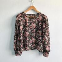 ราคา มือ1เสื้อชีฟองสีดำ ลายดอกสีชมพู (6530850938)