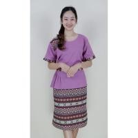 ราคา เดรชสาวอวบ ผ้าไทย เดรชผ้าฝ้ายพื้นเมือง ลายขอ (17735863800)