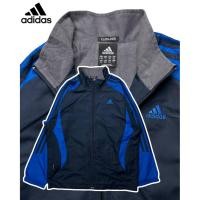 ราคา แจ็คเก็ตผ้าร่ม สีกรมท่าแถบน้ำเงิน แบรนด์ Adidas ClimaProof (ป้าย S) (45903749423)