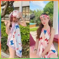 ราคา MesubShopเดรส+ผ้าคาดผม เสื้อลายผีเสื้อทรง ผ้าเช็ดหน้า งานพริ้ว คาดผมชมพู ผ้าโพกหัว เอวา (14450787656)