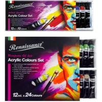 ราคา Renaissance Acrylic Colours Set 12/24 Colours I ชุดสีอะคริลิคแบบ 12/24 สี (1379348869)