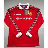 ราคา เสื้อบอล ย้อนยุค แขนยาว แมนยู 1998 เหย้า คอซิป Retro Long sleeve Manchester United Home เรโทร คลาสสิค 1998-99 (21187013744)