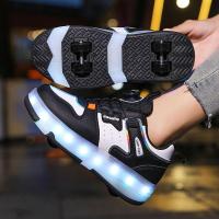 ราคา รองเท้าสเก็ต 2 ล้อ รองเท้ามีล้อ มีไฟ LED ไฟกระพริบได้ 7 สเต็ป รองเท้าติดล้อ ชาร์จไฟได้ (27784485815)