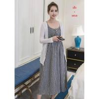 ราคา ชุดคลุมท้อง เสื้อ+เอี้ยม ชุดเดรสเนื้อผ้าฝ้ายเนื้อผ้านิ่มใส่สบาย + เสื้อคลุมแขนยาว สายเดรสสามารถปรับเลื่อนระดับได้ (4044181622)