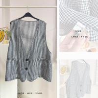 ราคา เสื้อกั๊ก เสื้อคลุม ไซส์ใหญ่ ลายสก๊อต ขาว ดำ มือสอง (24911510096)