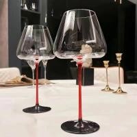 ราคา 700ml Large European Wine Glass Burgundy Black Bow Tie High Value Crystal Glass Grape Champagne Glass, High Capacity (25103442404)