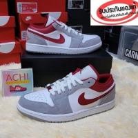 ราคา ☑ NIKE AIR JORDAN 1 LOW "LIGHT SMOKE GREY GYM RED" แท้% รุ่นนี้มีเชือกแถมอีก 1 เส้น (12227782897)