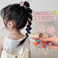 ราคา แฟชั่นเกาหลีความยืดหยุ่นสูงน่ารัก Polka-dot Star โทรศัพท์สายไฟยางรัดถักผูกผมสําหรับสาว Headwear (27356069278)