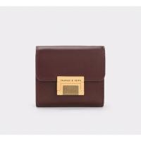 ราคา CHARLES & KEITH Metallic Accent Short Wallet - Dark Brown (27612531825)