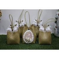 ราคา กระเป๋าสานแฟชั่น แต่งลายลูกไม้ ทรงขนมจีบ ขนาด 6*8 นิ้ว (9415455897)