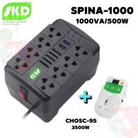 ราคา 1000VA/500W (SPINA-1000) เครื่องปรับแรงดันไฟฟ้า SKD USB/RJ45 ป้องกันไฟตก-ไฟเกิน-ไฟกระชาก สาย1M. (20777780087)