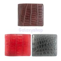 ราคา กระเป๋าสตางค์ผู้ชายใบสั้น หนังจระเข้แท้ สไตล์ 2 พับสั้น US กระเป๋าเงินหนังเรียบท้องจระเข้ มีช่องใส่เหรียญ หนังแท้ 100% (19665814807)