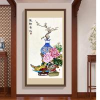 ราคา คลาสสิกกระถางดอกไม้และดอกไม้11กะรัตไม่มีเย็บปักถักร้อยเต็มรูปแบบที่เรียบง่ายทันสมัยปักครอสติงานศิลปะตกแต่งผนัง75x120ซม (22065108967)