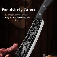 ราคา ีดบังตอลายมังกรเสริมสิริ มงคลปีมังกร สับกระดูก มีดทำครัว คมกริบ เหล็กดี หพร้อมซองหนังpu หั่น/ซอย/สับ ด้ามABSลวดลายม้งกร (28780260541)