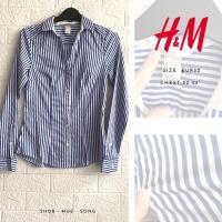 ราคา H&M เสื้อเชิ้ต แขนยาว ลายทาง สีน้ำเงินขาว มือสอง (9915714307)