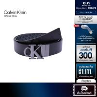 ราคา CALVIN KLEIN เข็มขัดผู้ชายแบบใส่ได้ 2 ด้าน หนังแท้ Reversible CK Monogram Logo Belt รุ่น 4G7028G UK4 - สีดำ (42920684463)