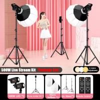 ราคา ชุดไฟต่อเนื่องพร้อมขาตั้ง 500W LED ไฟไลฟ์สด ชนิดความสว่างสูง ไฟถ่ายรูป ไฟสตูดิโอ Softbox with Tripod (25936423676)