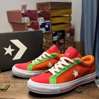 ราคา Converse One Star Converse Wood Village Low cut Contrast Board Shoes One Star Orange Suede Leather (46603805393)