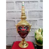 ราคา หัวโขน สุครีพ ขนาดกลางกว้าง 4 นิ้ว พร้อมฐานปิดทอง เศียรครู เศียรเทพ ของที่ระลึก (3280125552)