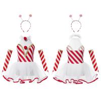 ราคา Xnihocha เด็กสาวคริสต์มาส Candy Cane เครื่องแต่งกายชุดแขนกุด Halter พิมพ์ลายตาข่าย Tutu Leotard ชุด Overles และผม Hoop แถบคาดศีรษะสําหรับวันหยุด (57600805291)