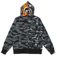 ราคา BAPE x Undefeated Tiger Shark Half Full Zip Hoodie Black (9142649119)
