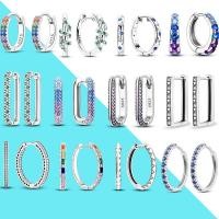 ราคา ต่างหู S925 เงินสเตอร์ลิงต่างหูเจาะสําหรับผู้หญิงเงิน 925 Hoop ต่างหู Fit พร้อมเครื่องประดับ DIY (45450426290)