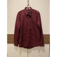 ราคา เสื้อเชิ้ตมือสอง สีแดง burgundy ลายจุดขาว สภาพดี (16807397458)