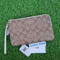 ราคา New!!! ลายซี คล้องมือ L 2 ซิป CoachCoach F16109 Signature Large Double Corners Zip สีน้ำตาลลายซี ขอบขาว (21713927234)
