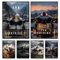 ราคา โมเดิร์นเครื่องบินทหาร F35 Fighter Lightning Jet เริ่มต้นโปสเตอร์ Fighter Fly ผ้าใบภาพวาด Wall Art ห้องนั่งเล่นตกแต่งบ้าน 3PSU (54253844360)
