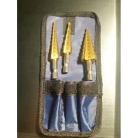 ราคา ST08 ดอกเจาะคว้านรู ดอกเจาะขั้นบันได Step Drill ชุบไทเทเนียม เจาะ ไม้ เหล็ก ยกชุด 3 ดอกเบอร์ มิล (1883938728)