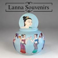 ราคา โอ่งไม้ไผ่เรียงเส้นเพ้นท์ลายแม่หญิงล้านนา (46803823959)