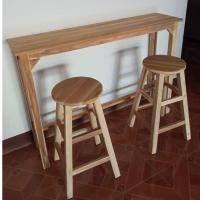 ราคา Sukthong@เเพร่ ชุดโต๊ะบาร์ไม้สักเเท้ 135*35 สูง 95 CM พร้อมเก้าอี้บาร์กลมสูง 2 ตัว งานไม้ดิบไม่ทำสี SUKP-251 (9565851042)