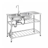ราคา closeofficalshop MEX อ่างล้างจานพร้อมขาตั้ง 2 หลุม มีที่พัก ขนาด50x120x85ซม. PSR120 สีโครเมี่ยม สินค้าดีมีคุณภาพ (25942520804)