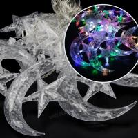 ราคา ไฟประดับ PAE2200 ไฟม่านพระจันทร์ ติดดาว LED ไฟพระจันทร์เสี้ยว แสงRGB ไฟกระพริบรูปดาว ไฟตกแต่งวันปีใหม่ (21595763472)