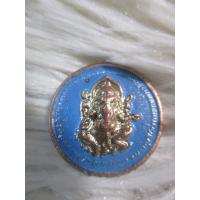 ราคา เหรียญลงยาสีฟ้า พระพิฆเนศ หลัง พ่อแก่ ฤาษี เหรียญกลมเล็ก (23415480603)