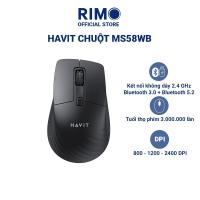 ราคา Havit MS58WB เมาส์ไร้สาย การเชื่อมต่อ 2.4GHz + Bluetooth 3.0 & 5.2 DPI 800-1200-2400 Silient (47502097164)