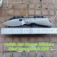 ราคา JUFULE Monkey Customized M.Strider SNG Titanium Handle Mark CPM 154 Copper Washer Folding Knife Camping Hunting Outdoo (29279709719)
