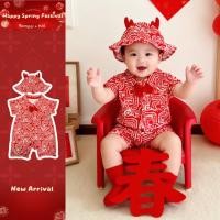 ราคา ชุดรอมเปอร์สำหรับเด็ก 0-28 เดือน พร้อมหมวก ทำจากผ้าฝ้ายแท้ สไตล์จีน เครื่องแต่งกายสำหรับวันสำคัญอย่างวันเกิดปีแรกหรือเทศกาลอื่นๆ (40826834128)