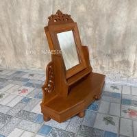 ราคา [มี2สี] คันฉ่องไม้สัก คันฉ่องไม้ฉลุลาย สำหรับตั้งโต๊ะ (13922992647)