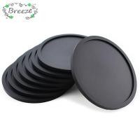 ราคา BREEZE ที่รองแก้วซิลิโคน 4 ชิ้น, แผ่นรองถ้วย 10 ซม., โต๊ะทํางานสีดําทรงกลมลื่นพื้นผิวรอบถ้วยกาแฟโต๊ะ (50503138052)