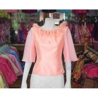 ราคา เสื้อผ้าไหมแพรทอง แขนชีฟอง สีโอรส (6900768110)