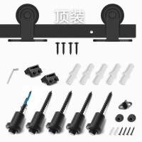 ราคา อเมริกันบาร์นประตูราวแขวนย้อนยุคประตูบานเลื่อนประตูบานเลื่อนประตูบานเลื่อนรางคู่มืออุปกรณ์ฮาร์ดแวร์ชุดเต็ม 7เฮ้ (50551230520)