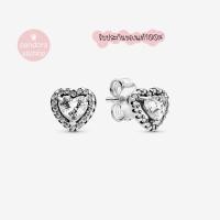 ราคา (ของแท้100%) แถมกล่อง Pandora silver earrings ต่างหูเพชรหัวใจ (26715407087)